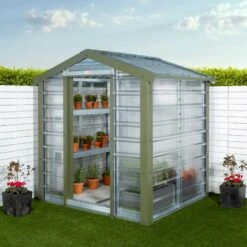 Adman Steel Sheds Multigrow 6.4x6.1 Greenhouse With Adjustable Vent -Garden Care Shop adman steel sheds multigrow 6 4x6 1 greenhouse with adjustable vent5391538910318 01i bq
