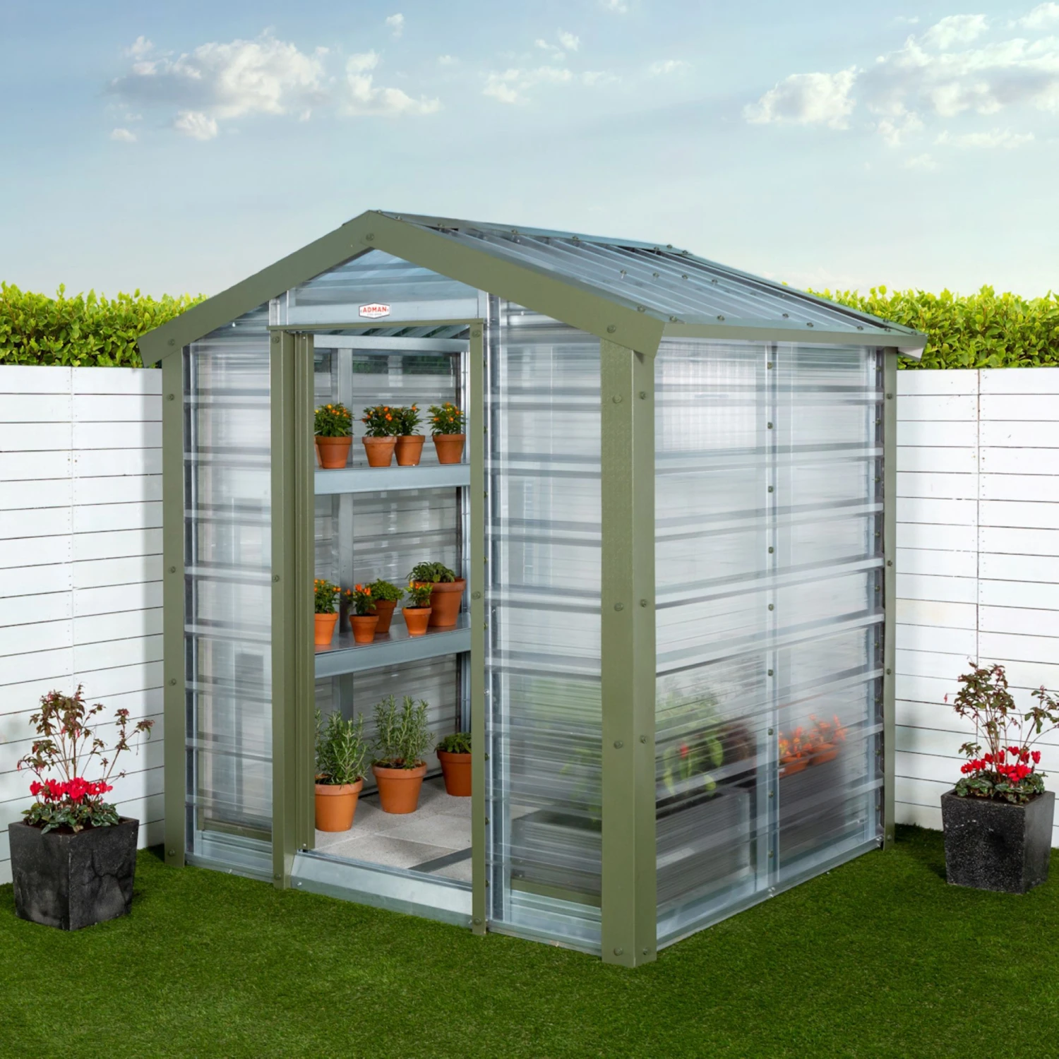 Adman Steel Sheds Multigrow 6.4x8.8 Greenhouse With Adjustable Vent 6 Adman Steel Sheds Multigrow 6.4x8.8 Greenhouse With Adjustable Vent - Image 6