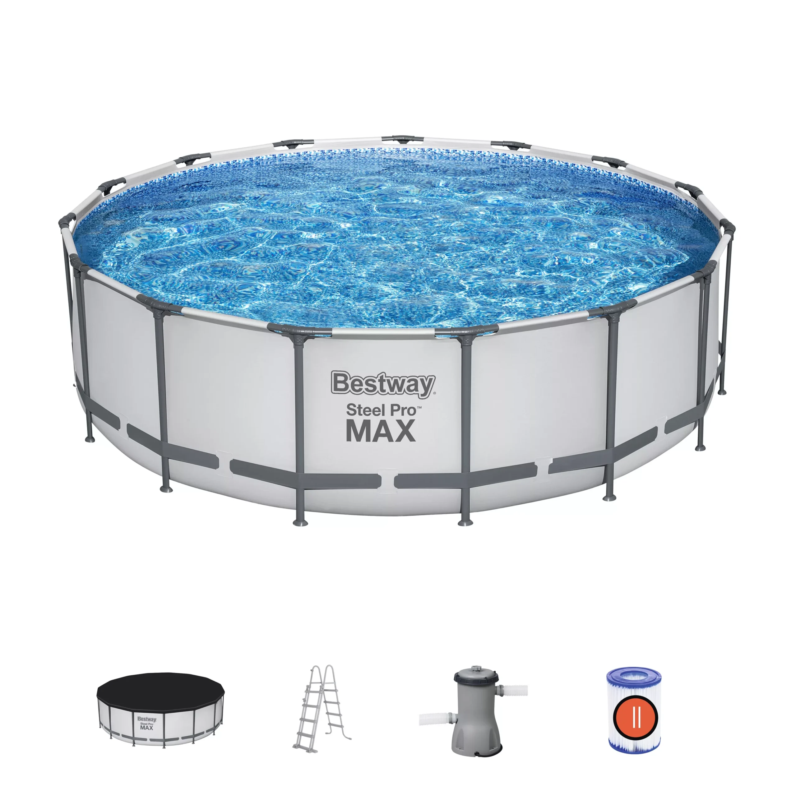 Bestway Steel Pro MAX™ Plain Polyvinyl Chloride (PVC) & Steel Pool (W) 4.57m X (L) 4.57m 2 Bestway Steel Pro MAX™ Plain Polyvinyl Chloride (PVC) & Steel Pool (W) 4.57m X (L) 4.57m - Image 2