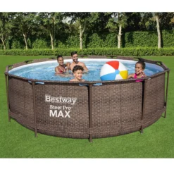 Bestway Steel Pro Rattan Print Metal & Plastic Pool -Garden Care Shop bestway steel pro rattan print metal plastic pool6942138986228 01i bq
