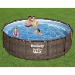 Bestway Steel Pro Rattan Print Metal & Plastic Pool -Garden Care Shop bestway steel pro rattan print metal plastic pool6942138986228 02i bq