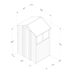 Forest Garden 4x3 Apex Pressure Treated Overlap Wooden Shed With Floor (Base Included) -Garden Care Shop forest garden 4x3 apex pressure treated overlap wooden shed with floor base included 5013053192832 01t