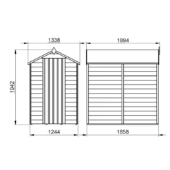 Forest Garden 6x4 Apex Dip Treated Overlap Wooden Shed With Floor (Base Included) -Garden Care Shop forest garden 6x4 apex dip treated overlap wooden shed with floor base included 5013053176818 01t bq