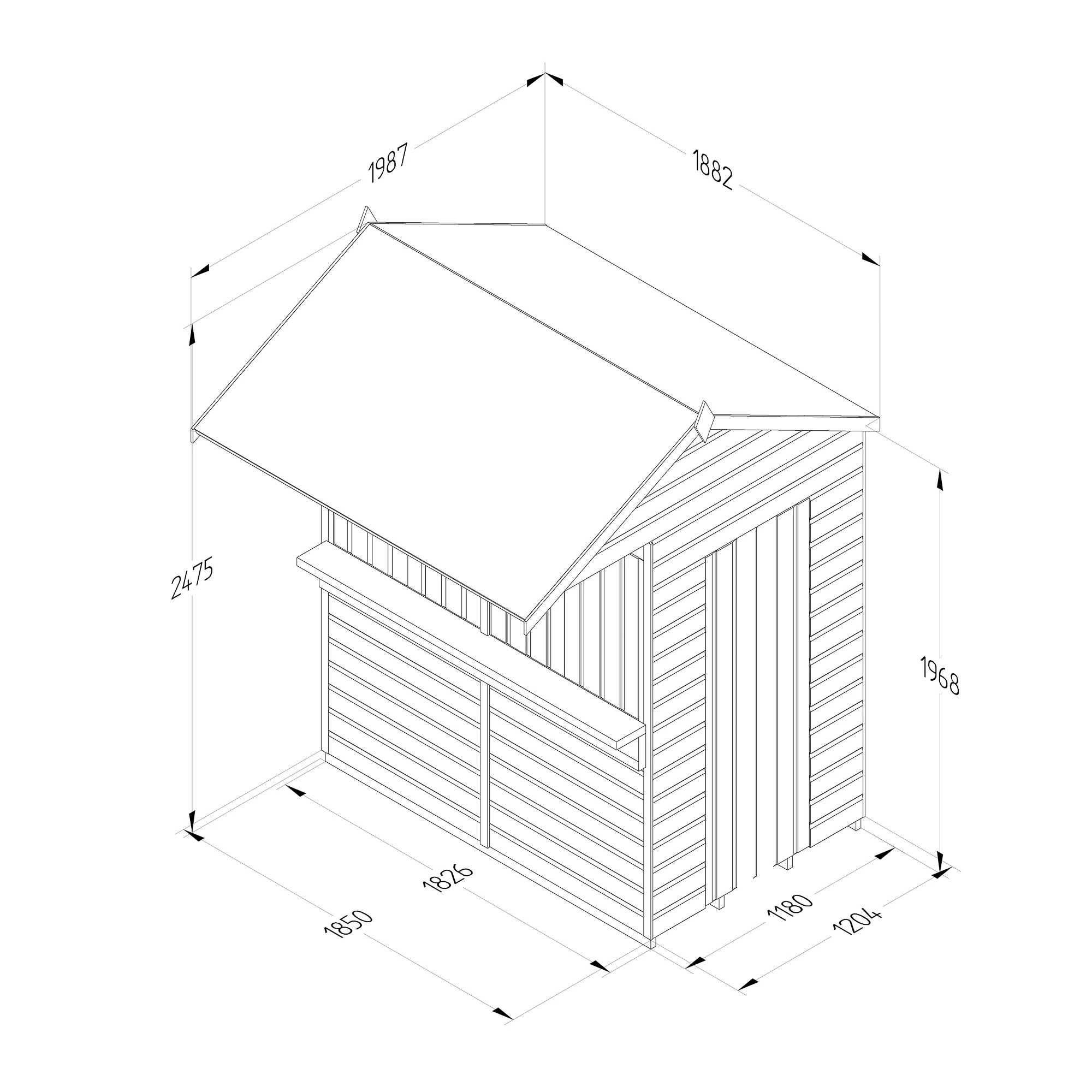 Forest Garden 6x4 Apex Dip Treated Shiplap Wooden Shed With Floor 7 Forest Garden 6x4 Apex Dip Treated Shiplap Wooden Shed With Floor - Image 7