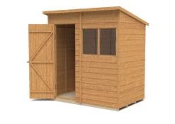 Forest Garden 6x4 Pent Dip Treated Overlap Wooden Shed With Floor (Base Included) -Garden Care Shop forest garden 6x4 pent dip treated overlap wooden shed with floor base included 5013053178355 21c bq