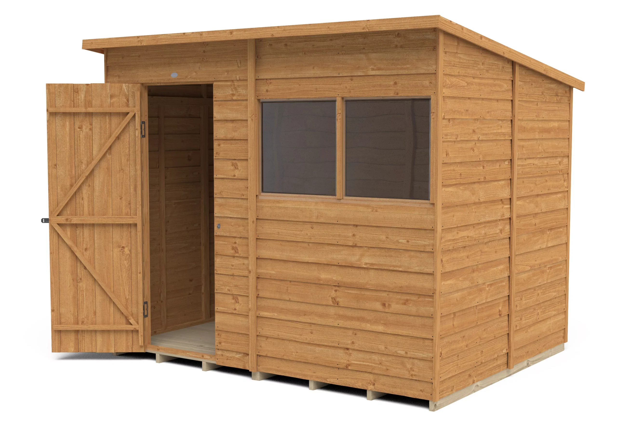 Forest Garden 8x6 Pent Dip Treated Overlap Wooden Shed With Floor - Assembly Service Included 4 Forest Garden 8x6 Pent Dip Treated Overlap Wooden Shed With Floor - Assembly Service Included - Image 4