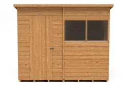 Forest Garden 8x6 Pent Dip Treated Overlap Wooden Shed With Floor (Base Included) -Garden Care Shop forest garden 8x6 pent dip treated overlap wooden shed with floor base included 5013053178553 02c bq