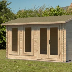 Forest Garden Chiltern 4x3 Toughened Glass Pent Loglap Solid Wood Cabin With Double Door - Assembly Service Included -Garden Care Shop forest garden chiltern 4x3 toughened glass pent loglap solid wood cabin with double door assembly service included5013053181331 01i bq