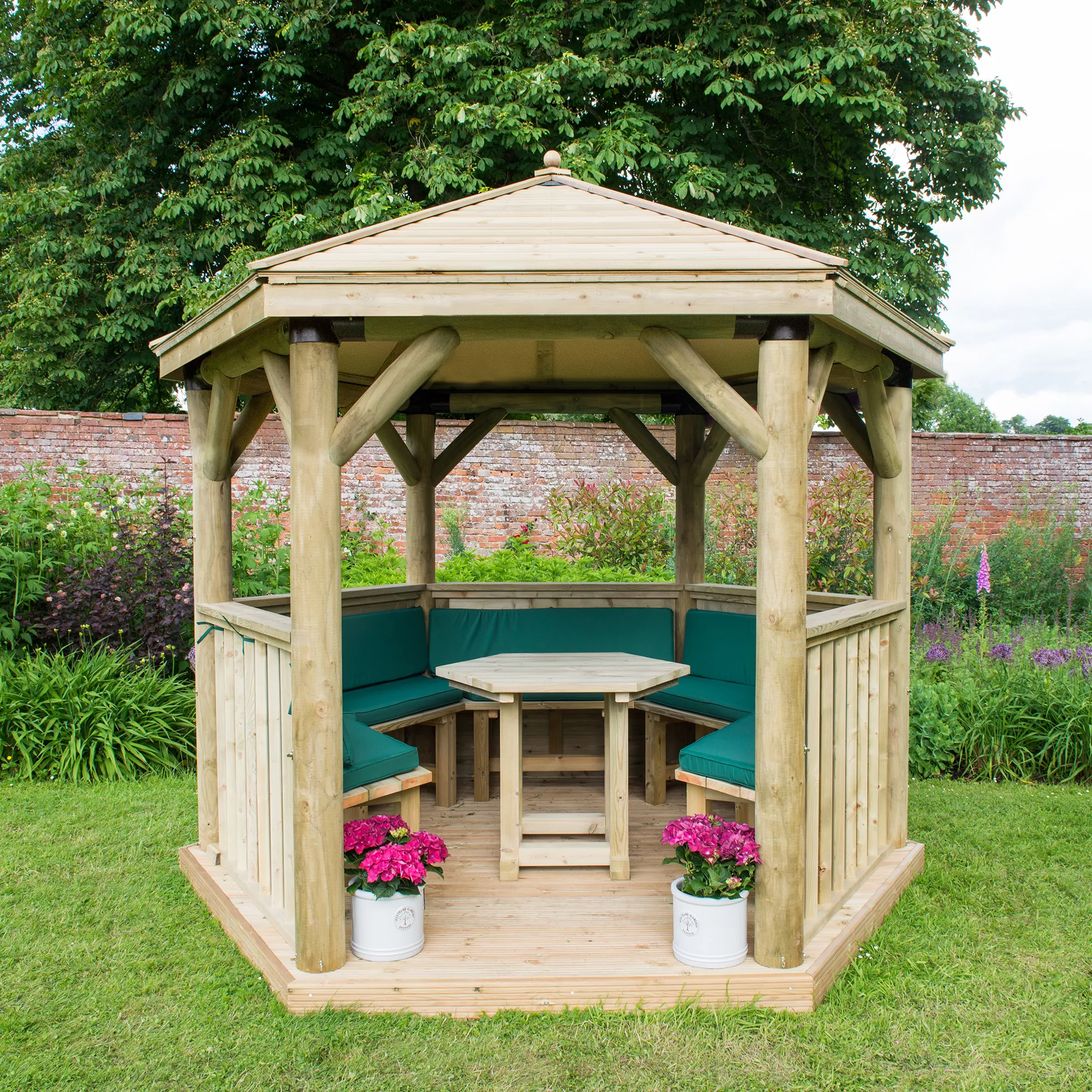 Forest Garden Furnished Hexagonal Gazebo, (W)3.3m (D)2.84m 1 Forest Garden Furnished Hexagonal Gazebo, (W)3.3m (D)2.84m
