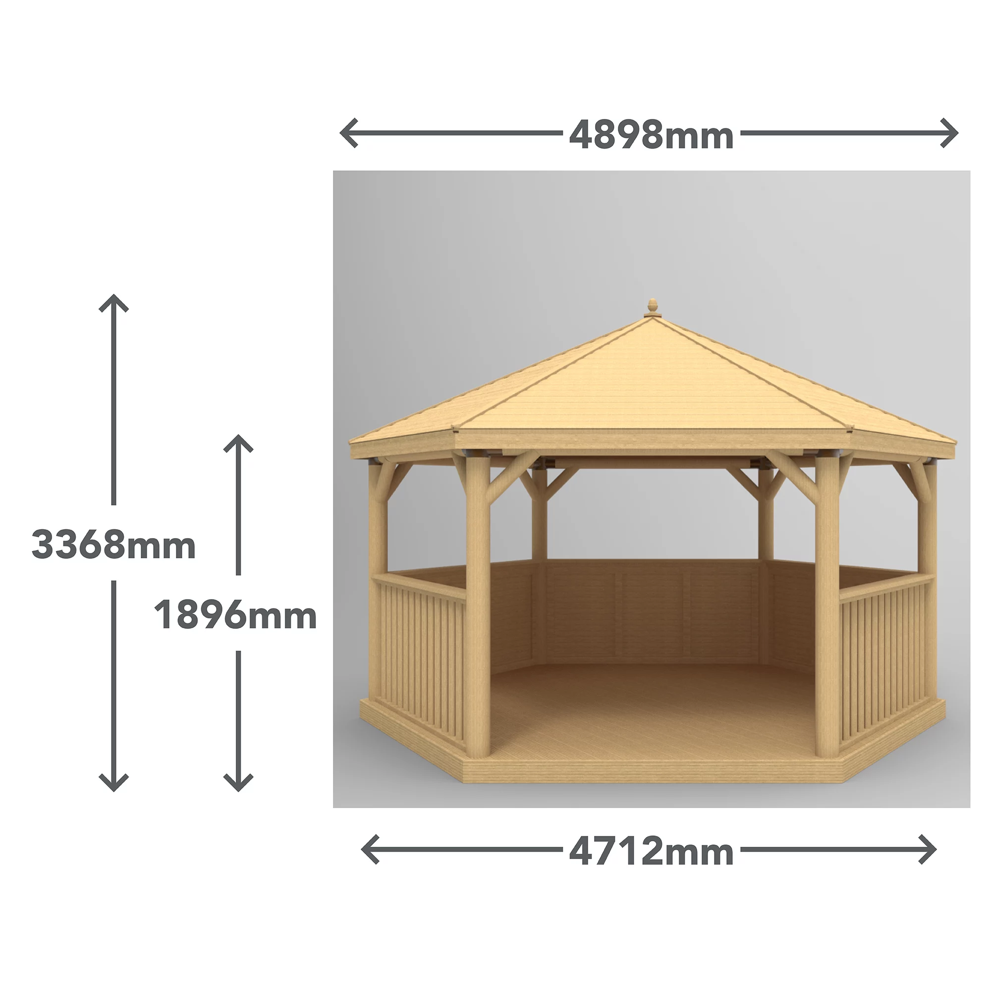 Forest Garden Hexagonal Gazebo With Timber Roof, (W)4.9m (D)4.24m 8 Forest Garden Hexagonal Gazebo With Timber Roof, (W)4.9m (D)4.24m - Image 8