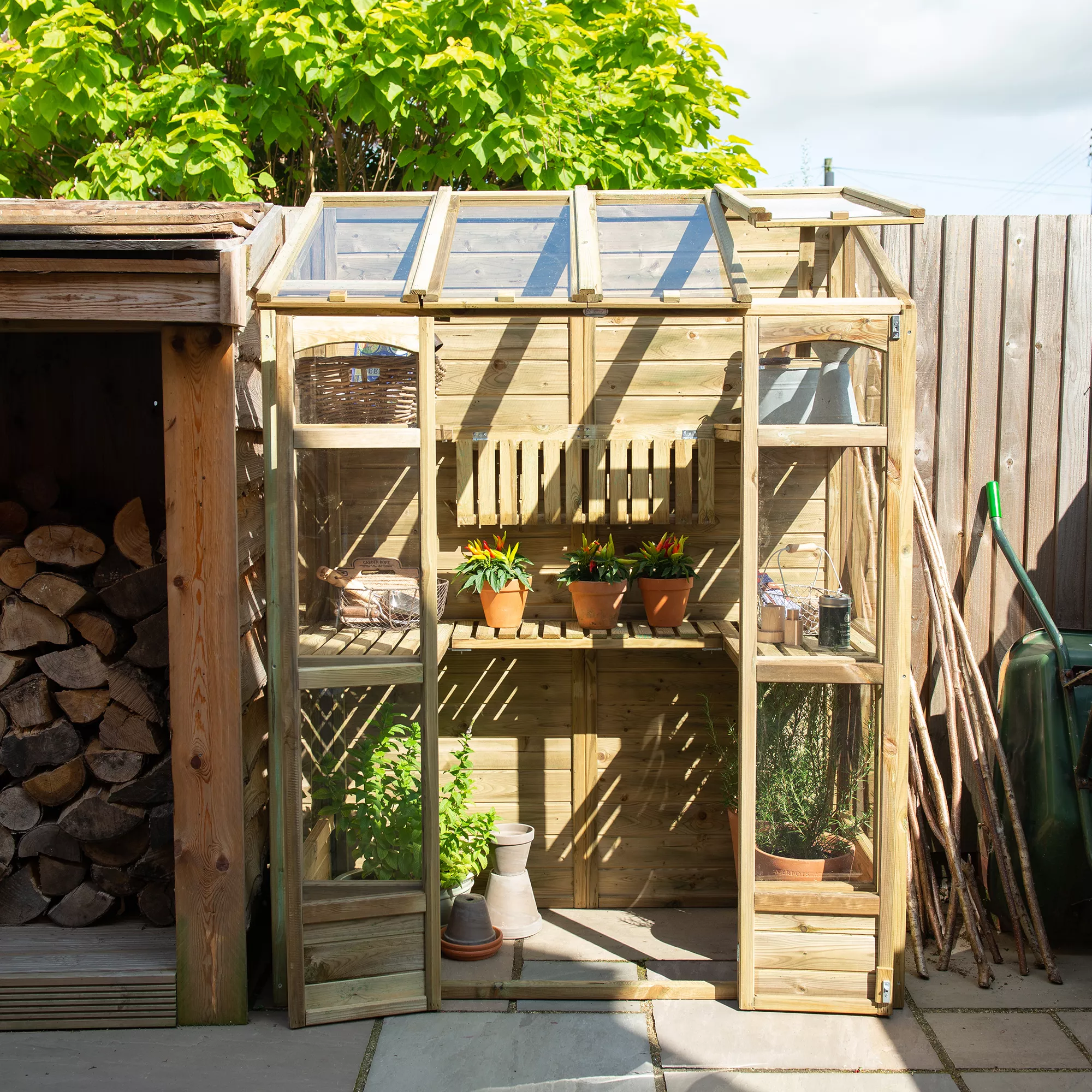Forest Garden Natural Timber 5x2 Greenhouse 5 Forest Garden Natural Timber 5x2 Greenhouse - Image 5
