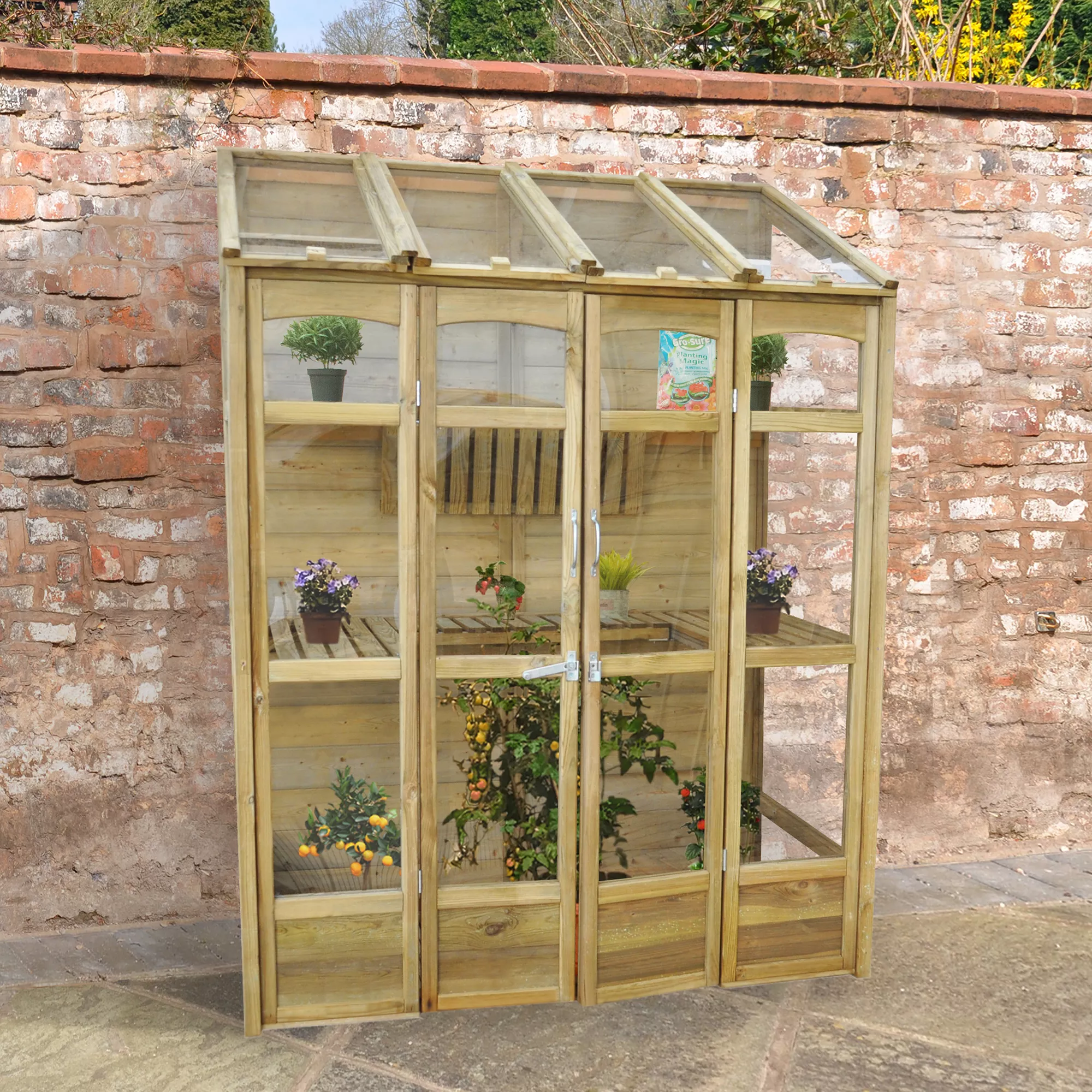 Forest Garden Natural Timber 5x2 Greenhouse 6 Forest Garden Natural Timber 5x2 Greenhouse - Image 6