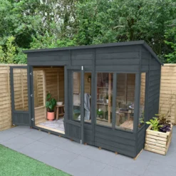 Forest Garden Oakley 10x6 Pent Overlap Solid Wood Summer House With Double Door - Assembly Service Included -Garden Care Shop forest garden oakley 10x6 pent overlap solid wood summer house with double door assembly service included5013053188682 02i bq