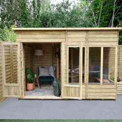Forest Garden Oakley 10x6 Pent Overlap Solid Wood Summer House With Double Door - Assembly Service Included -Garden Care Shop forest garden oakley 10x6 pent overlap solid wood summer house with double door assembly service included5013053188682 03i bq