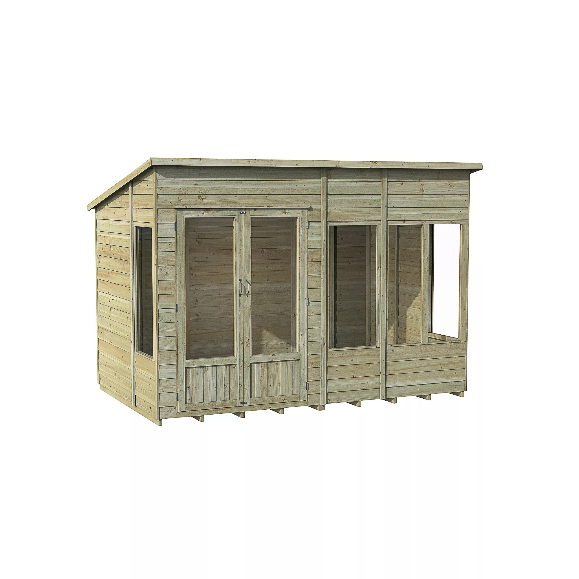 Forest Garden Oakley 10x6 Pent Overlap Solid Wood Summer House With Double Door 2 Forest Garden Oakley 10x6 Pent Overlap Solid Wood Summer House With Double Door - Image 2
