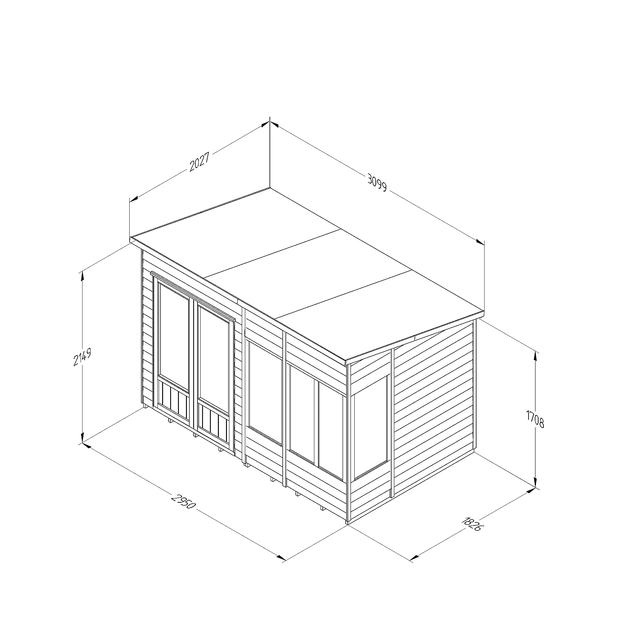 Forest Garden Oakley 10x6 Pent Overlap Solid Wood Summer House With Double Door 5 Forest Garden Oakley 10x6 Pent Overlap Solid Wood Summer House With Double Door - Image 5