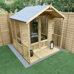 Forest Garden Oakley 6x6 Apex Overlap Solid Wood Summer House With Double Door -Garden Care Shop forest garden oakley 6x6 apex overlap solid wood summer house with double door5013053188484 02i bq