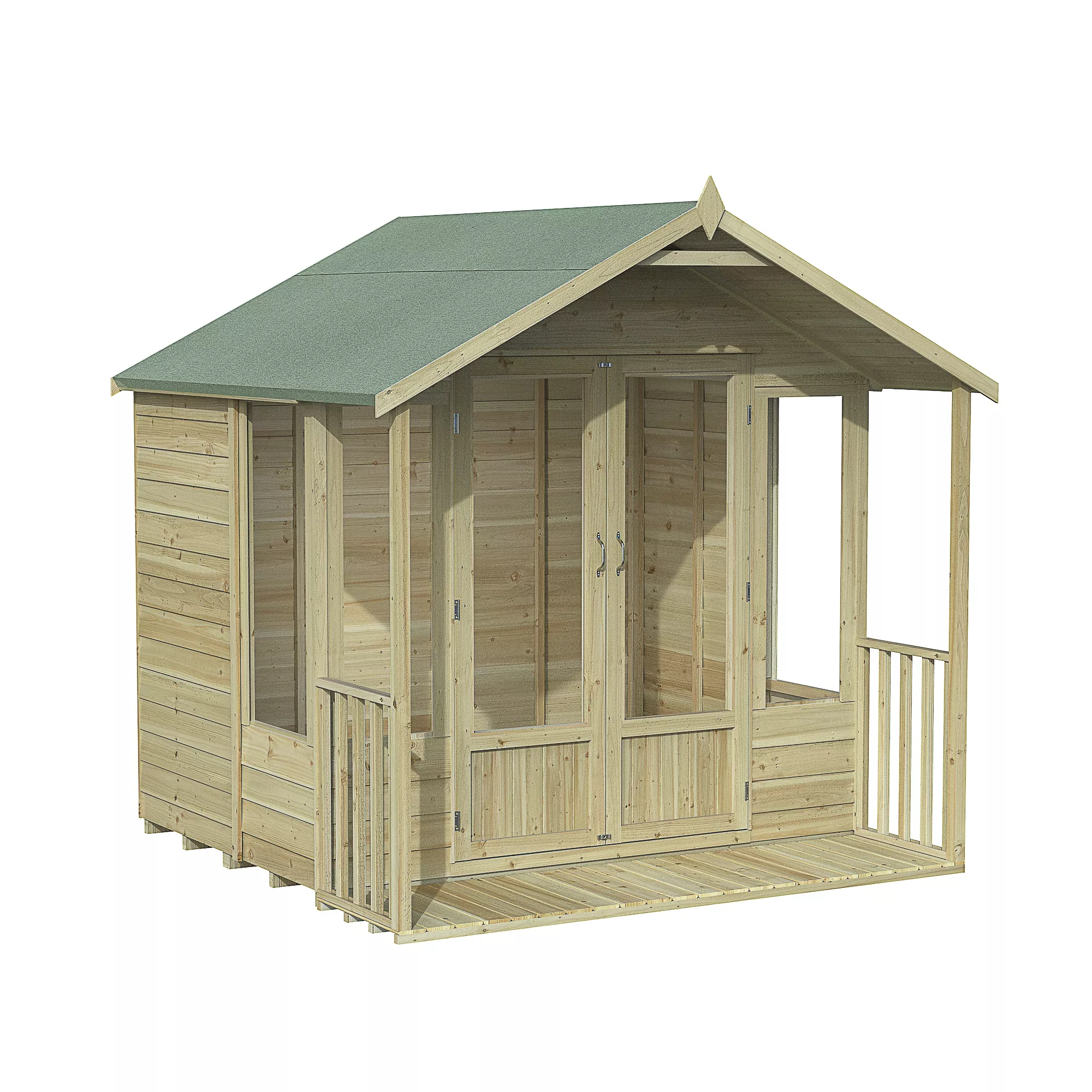 Forest Garden Oakley 7x7 Apex Overlap Solid Wood Summer House With Double Door (Base Included) 2 Forest Garden Oakley 7x7 Apex Overlap Solid Wood Summer House With Double Door (Base Included) - Image 2