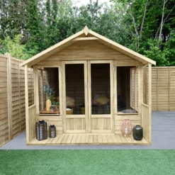 Forest Garden Oakley 8x12 Apex Overlap Solid Wood Summer House With Double Door -Garden Care Shop forest garden oakley 8x12 apex overlap solid wood summer house with double door5013053188828 01i bq