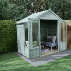 Forest Garden Oakley 8x6 Apex Overlap Solid Wood Summer House With Double Door (Base Included) -Garden Care Shop forest garden oakley 8x6 apex overlap solid wood summer house with double door base included 5013053188583 02i bq
