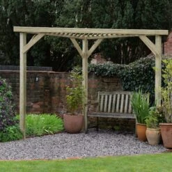 Forest Garden Slatted Corner Pergola, (H)2130mm (W)1470mm -Garden Care Shop forest garden slatted corner pergola h 2130mm w 1470mm5013053183199 02i bq