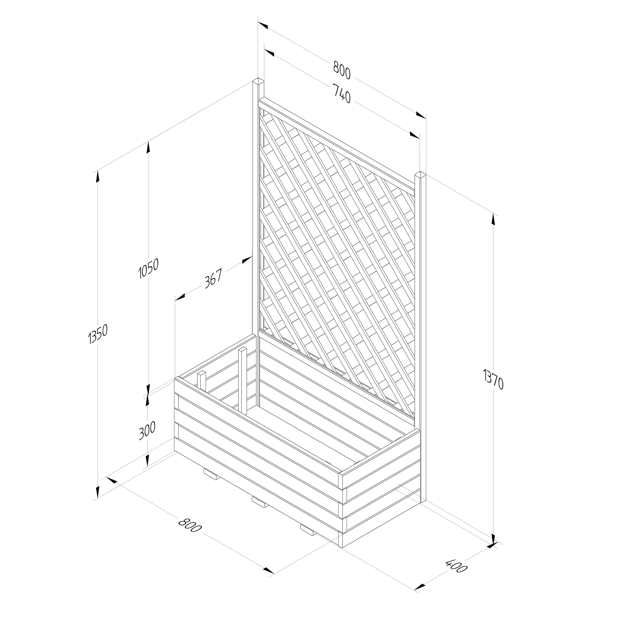 Forest Garden Trellis Natural Timber Rectangular Planter (H) 137cm X (W) 80cm 4 Forest Garden Trellis Natural Timber Rectangular Planter (H) 137cm X (W) 80cm - Image 4