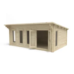 Forest Garden Wolverley 6x4 Toughened Glass Pent Loglap Solid Wood Cabin With Double Door -Garden Care Shop forest garden wolverley 6x4 toughened glass pent loglap solid wood cabin with double door5013053181560 04c bq