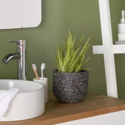 GoodHome Charcoal Speckled Circular Plant Pot (Dia)16.2cm -Garden Care Shop goodhome charcoal speckled circular plant pot dia 16 2cm3663602441588 01i bq