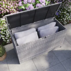 GoodHome Hamilton Steeple Grey Rattan Effect Storage Box (W) 125cm X (D) 55cm 23 GoodHome Hamilton Steeple Grey Rattan Effect Storage Box (W) 125cm X (D) 55cm -Garden Care Shop goodhome hamilton steeple grey rattan effect storage box w 125cm x d 55cm5059340677392 01i