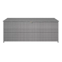 GoodHome Hamilton Steeple Grey Rattan Effect Storage Box (W) 180cm X (D) 65cm -Garden Care Shop goodhome hamilton steeple grey rattan effect storage box w 180cm x d 65cm5059340677415 02c