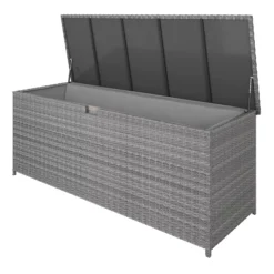GoodHome Hamilton Steeple Grey Rattan Effect Storage Box (W) 180cm X (D) 65cm -Garden Care Shop goodhome hamilton steeple grey rattan effect storage box w 180cm x d 65cm5059340677415 21c