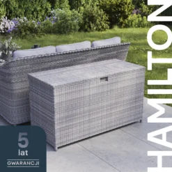 GoodHome Hamilton Steeple Grey Rattan Effect Storage Box (W) 180cm X (D) 65cm -Garden Care Shop goodhome hamilton steeple grey rattan effect storage box w 180cm x d 65cm5059340677415 41i PL