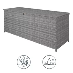 GoodHome Hamilton Steeple Grey Rattan Effect Storage Box (W) 180cm X (D) 65cm -Garden Care Shop goodhome hamilton steeple grey rattan effect storage box w 180cm x d 65cm5059340677415 71c
