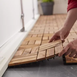 GoodHome Lempa Brown Acacia Clippable Deck Tile (L)0.3m (W)300mm (T)24mm, Pack Of 4 -Garden Care Shop goodhome lempa brown acacia clippable deck tile l 0 3m w 300mm t 24mm pack of 45059340066035 03i