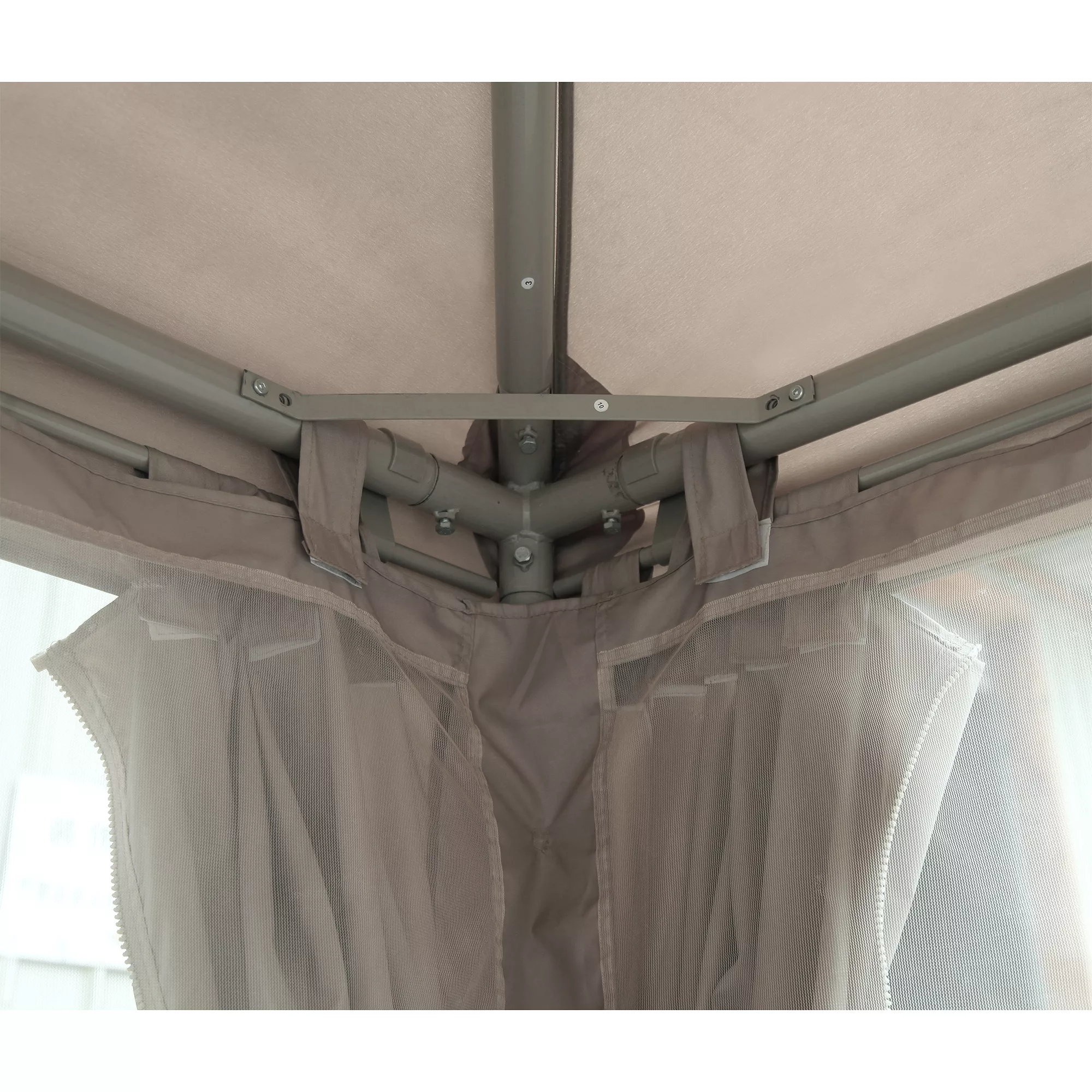 GoodHome Preston Taupe Square Gazebo, (W)3m (D)3m - Assembly Required 3 GoodHome Preston Taupe Square Gazebo, (W)3m (D)3m - Assembly Required - Image 3