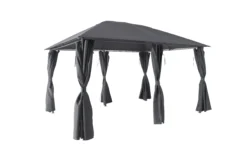 GoodHome Shamal Steel Grey Rectangular Gazebo, (W)2.96m (D)3.96m - Assembly Required
