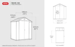 Keter Darwin 6x4 Grey Plastic Shed With Floor (Base Included) -Garden Care Shop keter darwin 6x4 grey plastic shed with floor base included 7290112634634 01t