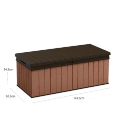 Keter Darwin Wood Effect 5x2 Garden Storage Bench Box 380L -Garden Care Shop keter darwin wood effect 5x2 garden storage bench box 380l7290112636225 01t bq