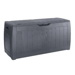 Keter Hollywood Wood Effect Plastic Garden Storage Box -Garden Care Shop keter hollywood wood effect plastic garden storage box7290103658441 03c bq