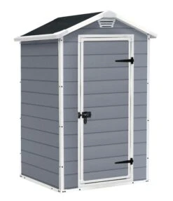 Keter Manor 4x3 Ft Apex Grey Plastic Shed (Base Included) -Garden Care Shop keter manor 4x3 ft apex grey plastic shed base included 7290106939677 03c