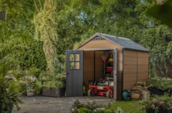 Keter Newton 7.5x9 Apex Tongue & Groove Plastic Shed With Floor -Garden Care Shop keter newton 7 5x9 apex tongue groove plastic shed with floor7290112631671 03i bq