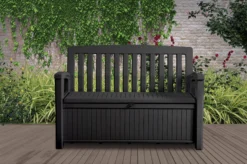 Keter Patio Wood Effect Garden Storage Bench Box - Partial Assembly Required 227L -Garden Care Shop keter patio wood effect garden storage bench box partial assembly required 227l7290112634825 01i bq