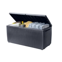 Keter Springwood Plastic Garden Storage Box -Garden Care Shop keter springwood plastic garden storage box7290106930292 04c bq