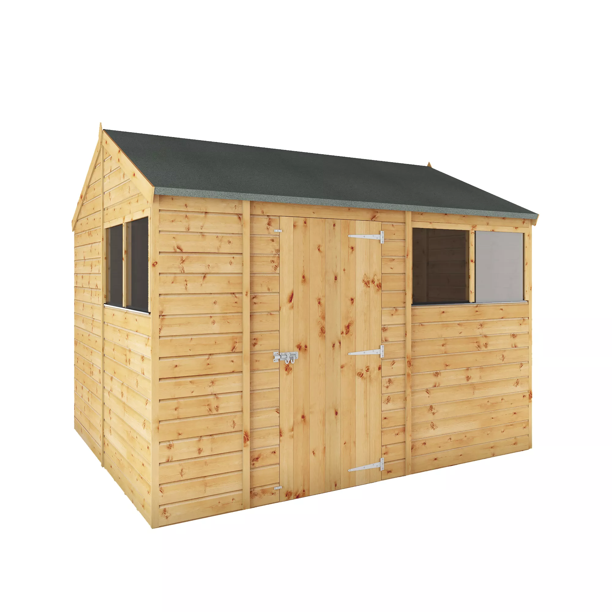 Mercia 10x8 Ft Reverse Apex Tongue & Groove Wooden 4 Windows Shed With Floor 1 Mercia 10x8 Ft Reverse Apex Tongue & Groove Wooden 4 Windows Shed With Floor