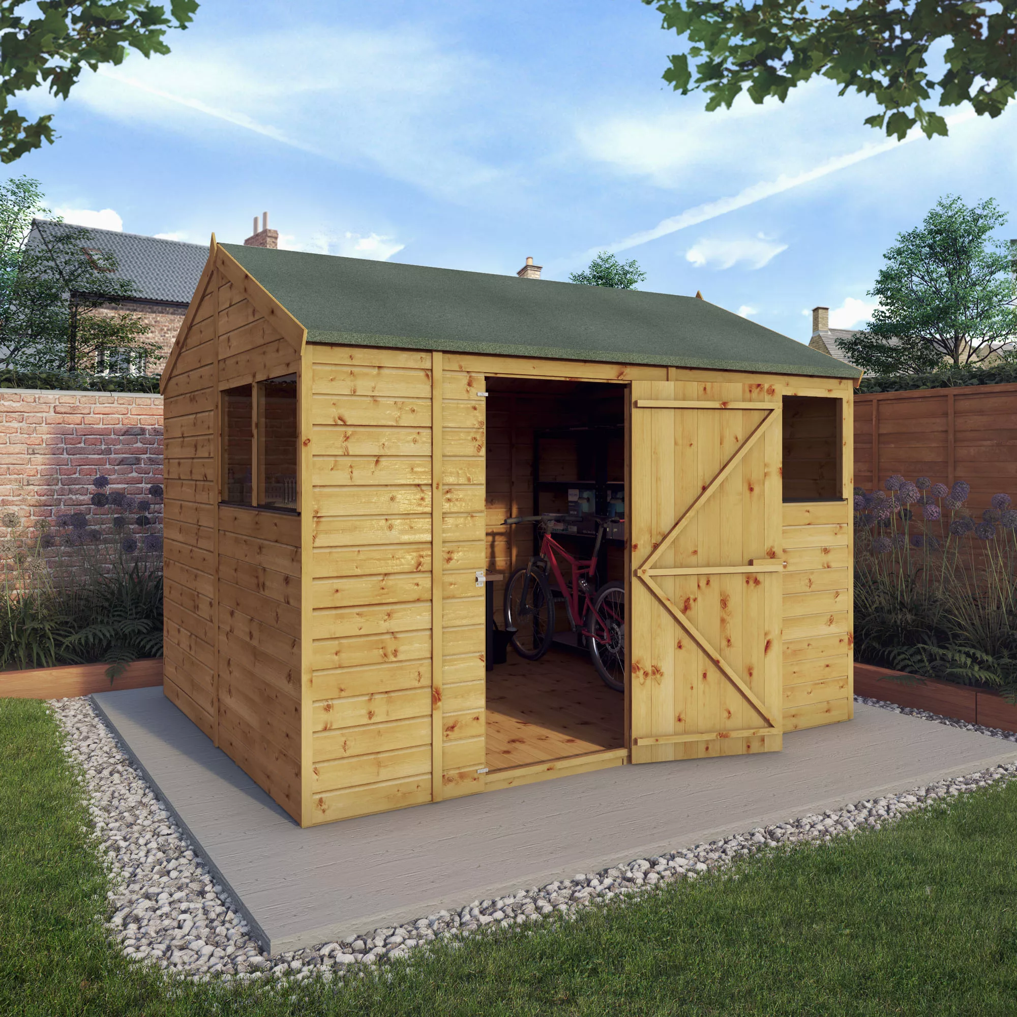 Mercia 10x8 Ft Reverse Apex Tongue & Groove Wooden 4 Windows Shed With Floor 8 Mercia 10x8 Ft Reverse Apex Tongue & Groove Wooden 4 Windows Shed With Floor - Image 8