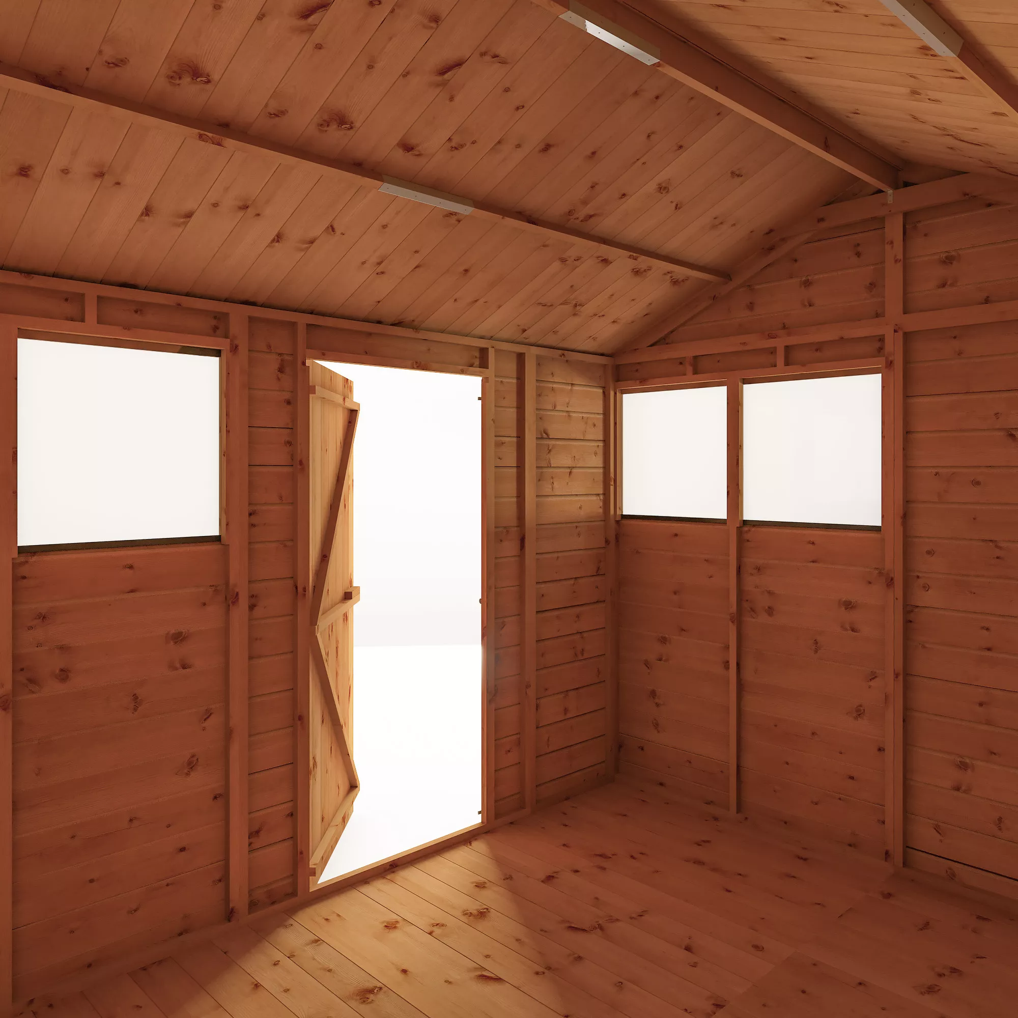 Mercia 10x8 Ft Reverse Apex Tongue & Groove Wooden 4 Windows Shed With Floor 4 Mercia 10x8 Ft Reverse Apex Tongue & Groove Wooden 4 Windows Shed With Floor - Image 4