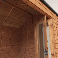 Mercia 10x8 Reverse Apex Tongue & Groove Summer House With Bi-fold Door -Garden Care Shop mercia 10x8 reverse apex tongue groove summer house with bi fold door5029442089737 38c bq