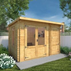 Mercia 11x8 Pent Tongue & Groove Cabin With Double Door -Garden Care Shop mercia 11x8 pent tongue groove cabin with double door5029442002460 01i bq
