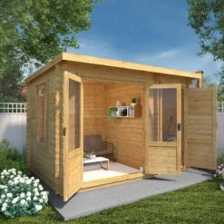 Mercia 11x8 Pent Tongue & Groove Cabin With Double Door -Garden Care Shop mercia 11x8 pent tongue groove cabin with double door5029442002460 02i bq