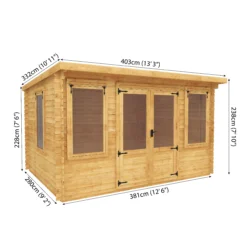 Mercia 13x10 Pent Tongue & Groove Cabin With Double Door -Garden Care Shop mercia 13x10 pent tongue groove cabin with double door5029442002453 01t bq